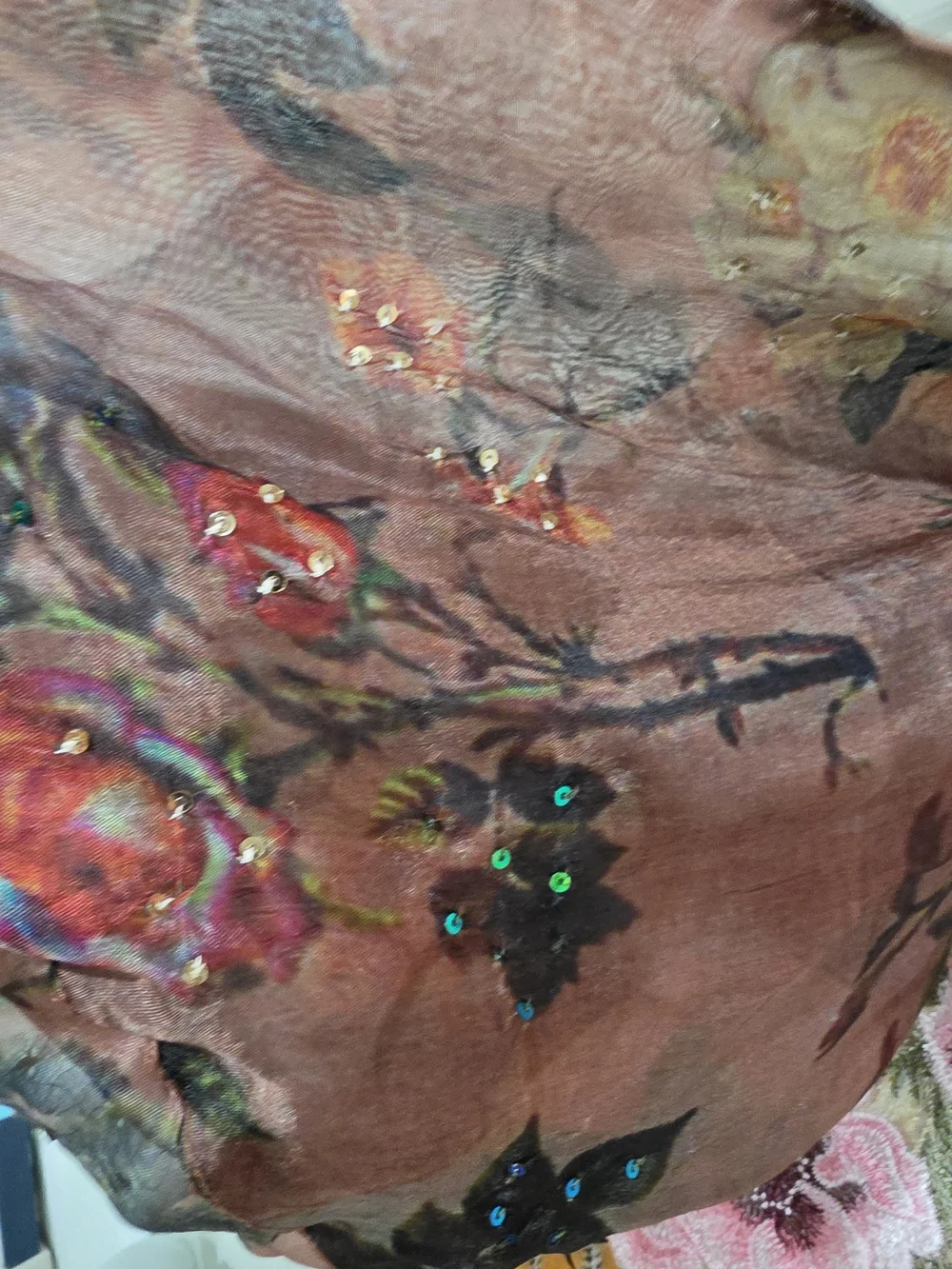 Aratta - Looks Authentic Hoody Kimono Embroidered w Flower&Sequin Detail NWT M - Picture 15 of 16